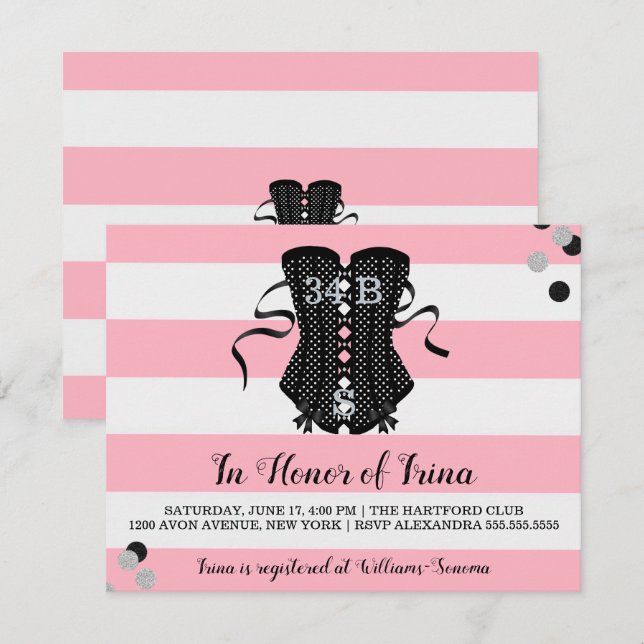 BRIDE & Bridesmaids Ohh Lala Lingerie Shower Party Invitation (Front/Back)