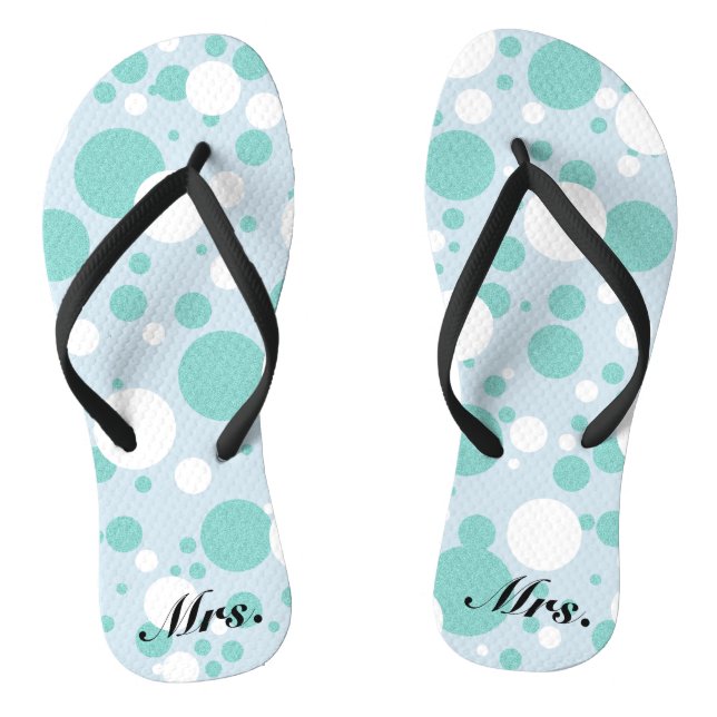 BRIDE & Bridesmaids Polka Dots Shower Bridal Party Flip Flops (Footbed)