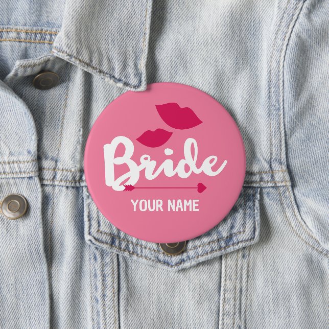 Bride Button Hot Pink Kisses  (In Situ)