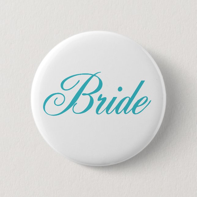 Bride Button in Aqua Blue (Front)