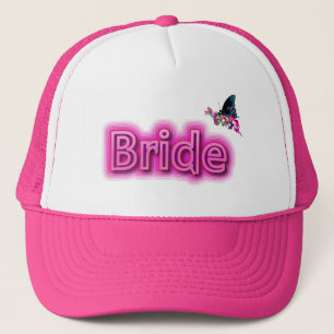 Bride Cap- Hot Pink with Butterfly Trucker Hat