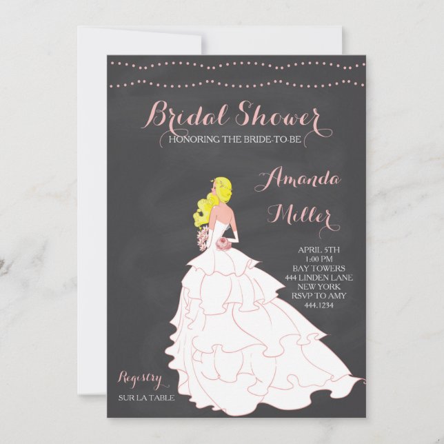 Bride Chalkboard Bridal Shower Invitations (Front)