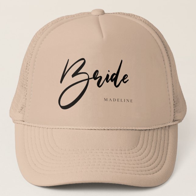 Bride Chic Black Typography Personalised Trucker Hat (Front)