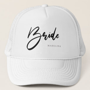 Bride Chic Black Typography Personalised White Trucker Hat