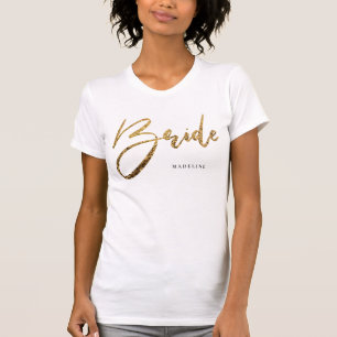 Bride Chic Gold Glitter Personalised T-Shirt