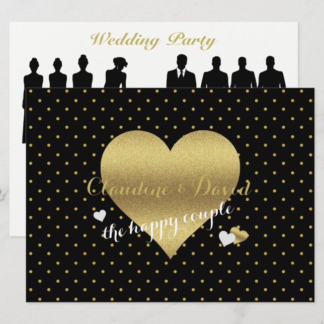 BRIDE CO Black & Gold Polka Dot Wedding Party Invitation (Front/Back)