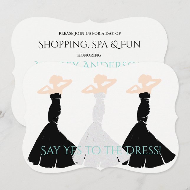 BRIDE & CO Black & White Bridesmaid Shopping Party Invitation (Front/Back)