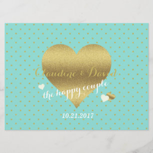 BRIDE CO Blue Gold Polka Dot Wedding Party Programme