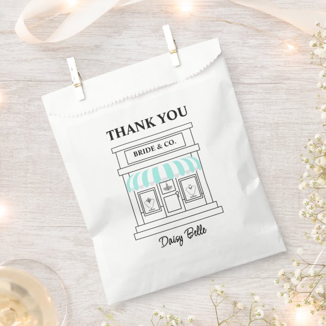 Bride & Co. Bridal Shower Turquoise Favour Bags (Clipped)