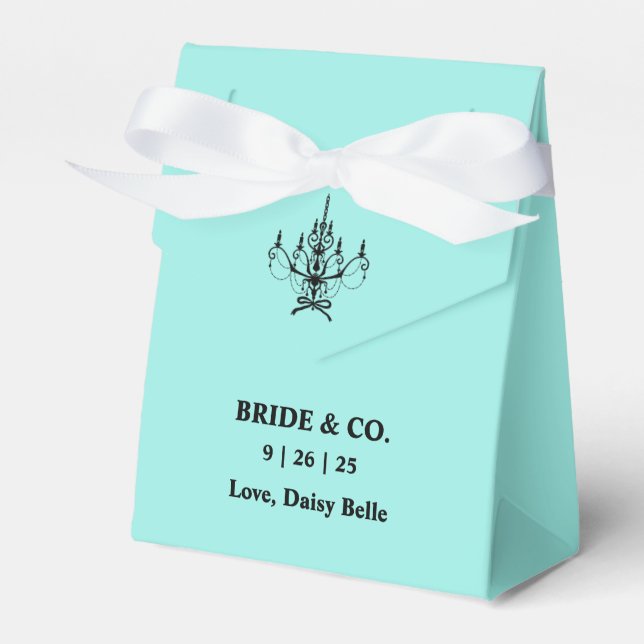 Bride & Co. Bridal Shower Turquoise Favour Box (Front Side)