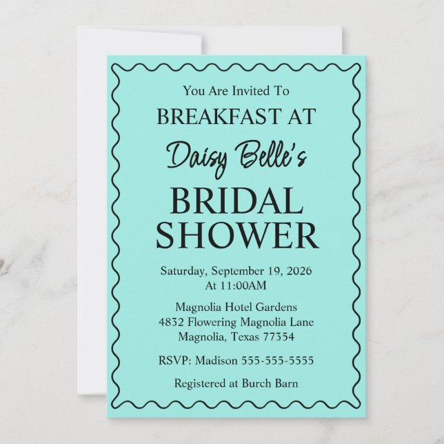 Bride & Co. Bridal Shower Turquoise Invitation (Front)