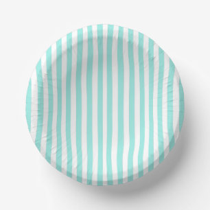 Bride & Co. Bridal Shower Turquoise Striped Paper Plate