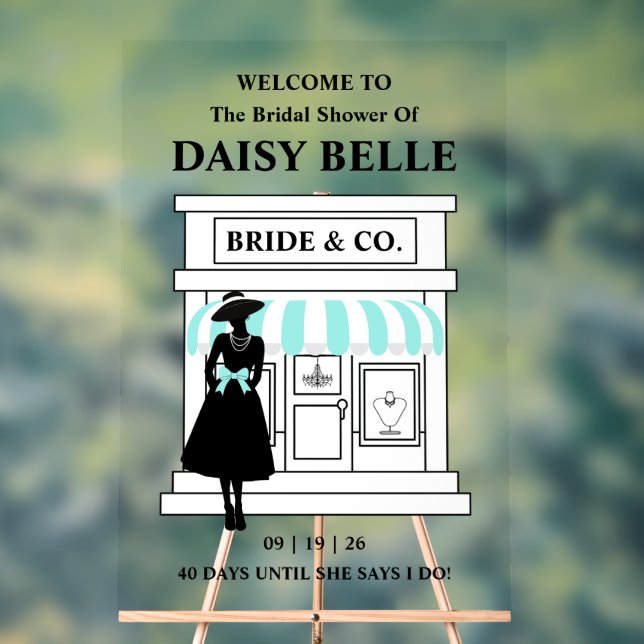 Bride & Co. Bridal Shower Turquoise Welcome Acrylic Sign (Neutral)