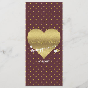 BRIDE & CO Burgundy Gold Polka Dot Wedding Party Programme