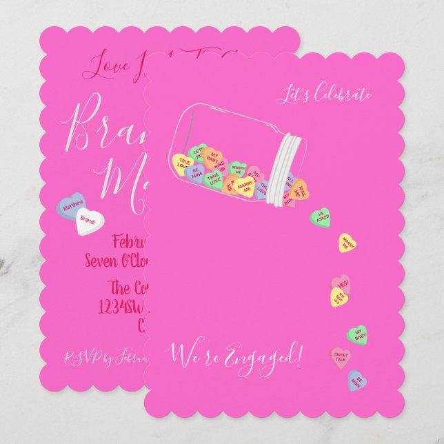 BRIDE & CO Candy Hearts Engagement Party Shower Invitation (Front/Back)