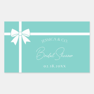 Bride & Co Elegant White Bow Ribbon Bridal Shower Rectangular Sticker