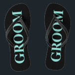 BRIDE & CO Groom Teal Blue Wedding Flip Flops<br><div class="desc">Put a smile on his face when he receives these fun flip flops. Perfect for wedding parties, reception, honeymoon, he will have these for years to come! Look for coordinating bride flip flops for her too. Makes the perfect Jack and Jill party gift, all part of the BRIDE & CO....</div>