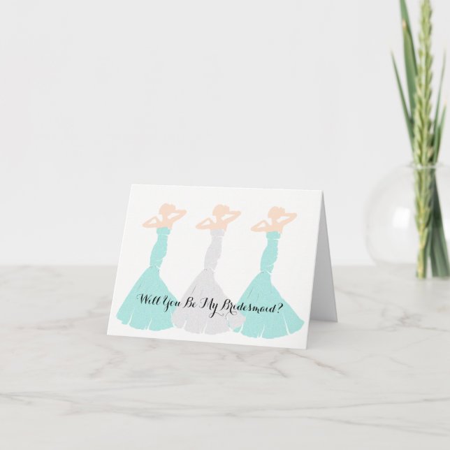 BRIDE & CO Mint Green Be My Bridesmaid Party Note Invitation (Front)