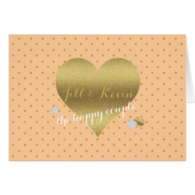Bride & Co Peach & Gold Heart Personal Party Note (Front Horizontal)