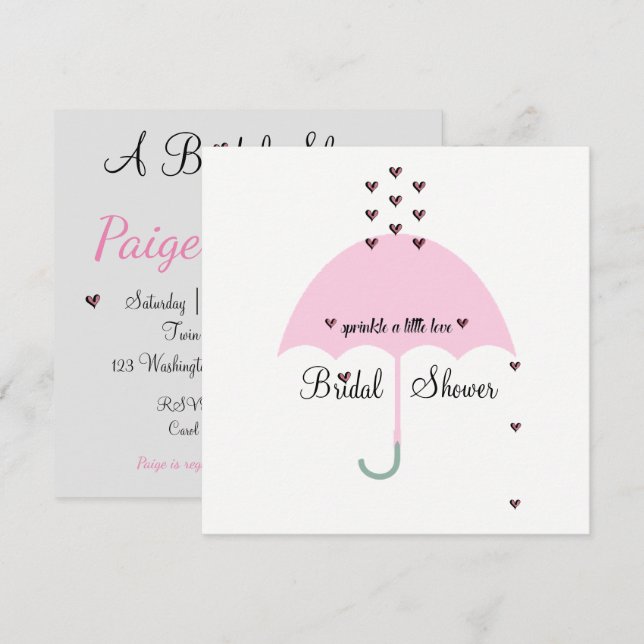 BRIDE & CO Pink Sprinkle Love Bridal Shower Party Invitation (Front/Back)