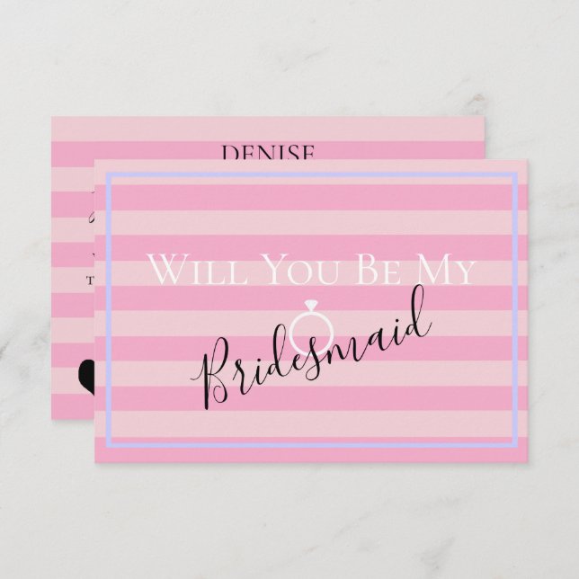 BRIDE CO Pink Will You Be My Bridesmaid MOH Party Invitation (Front/Back)