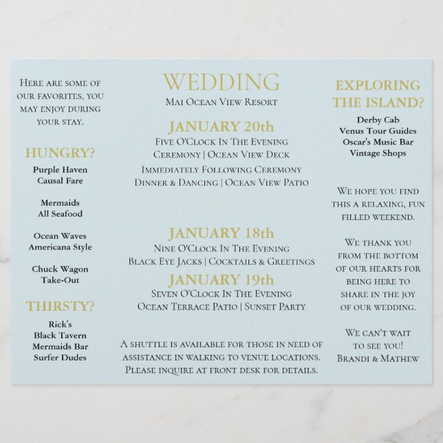 BRIDE CO Rustic Wedding Destination Event Tri-fold Flyer (Back)