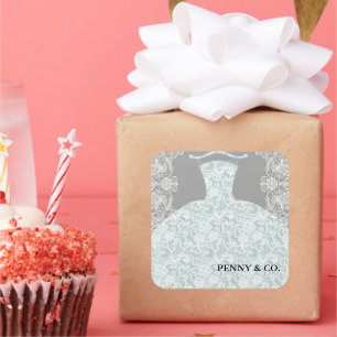 BRIDE CO Something Blue Here Comes The Bride Party Square Sticker