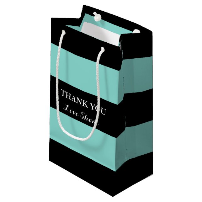 BRIDE & CO Teal Blue And Black Party Gift Bag (Front Angled)