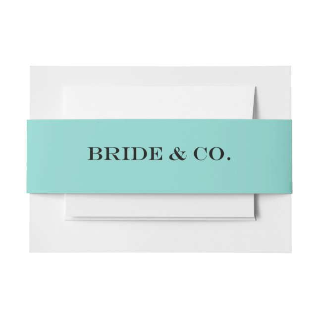 BRIDE & CO Teal Blue Invitation Belly Bands Band (Front Example)