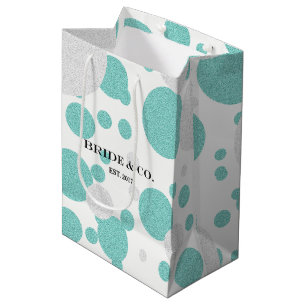 BRIDE & CO Teal Blue Polka Dot Favour Bag