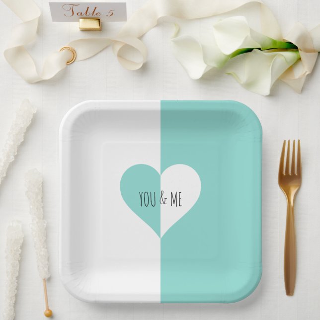 BRIDE & CO Teal Blue You & Me Suite Party Plates (Wedding)