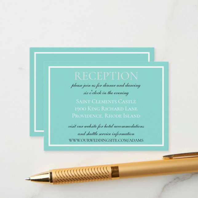 Bride & Co Wedding Suite Elegant Reception Enclosure Card (Front/Back In Situ)