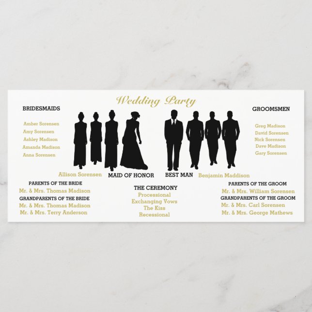 BRIDE & CO White & Gold Polka Dot Wedding Party Programme (Back)
