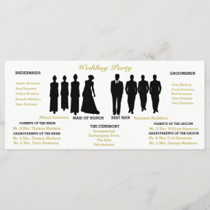 BRIDE & CO White & Gold Polka Dot Wedding Party Programme