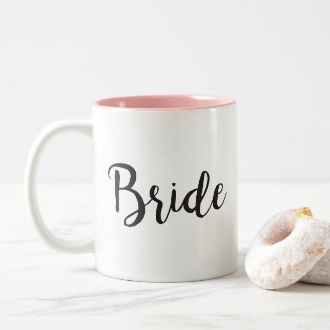 Bride Coffee Mug Minimalistic Wedding Gift - Black (With Donut)