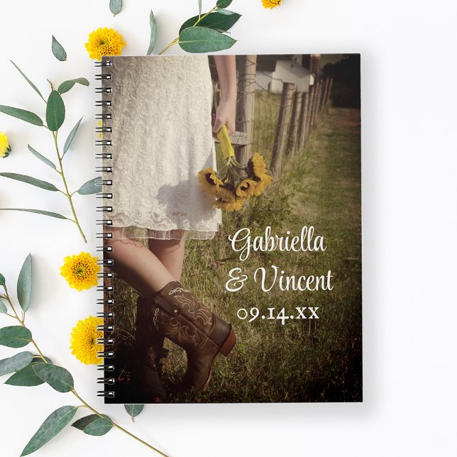 Bride, Cowboy Boots and Sunflowers Ranch Wedding Notebook (Creator Uploaded)