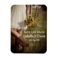 Bride Cowboy Boots Sunflower Wedding Save the Date