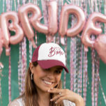 Bride Custom Text Trucker Hat<br><div class="desc">This cute Trucker Hat features maroon text that reads: Sister of the Bride. Click "Personalise this Template" to easily change or remove text. Delete text so that it simply reads: Bride, or change the text from sister to mother, friend, cousin, niece or any text you choose. This fun hat is...</div>