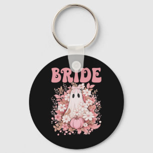 Bride Cute Floral Ghost Boo Crew Halloween Bachelo Key Ring