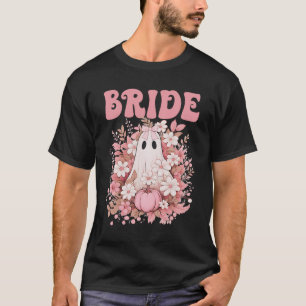 Bride Cute Floral Ghost Boo Crew Halloween Bachelo T-Shirt