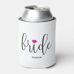 Bride Cute Hot Pink Heart Bridal Shower Can Cooler