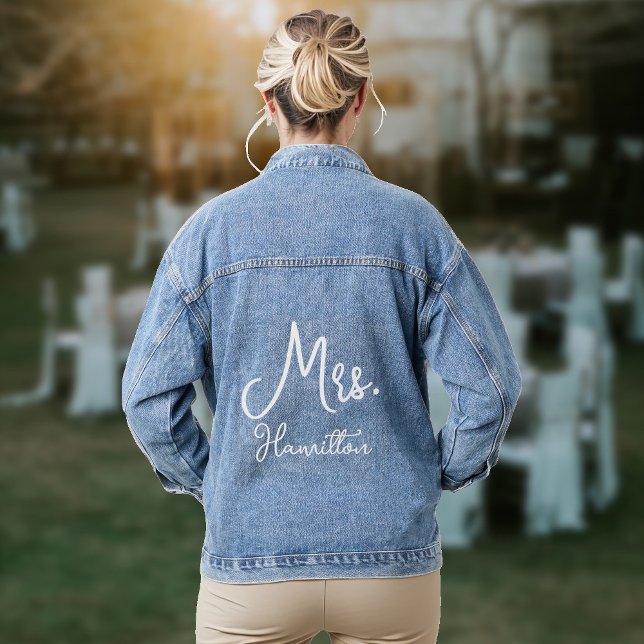 Bride Cute Script Minimal Denim Jacket (Creator Uploaded)