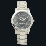 Bride Dad My First Love Special Personalised Watch<br><div class="desc">Typography editable script text for Dad with your personal name on a ruffled satin effect background ; an elegant and stylish keepsake gift from a daughter to her father on her Wedding Day or any occasion in fact. Text reads "To My First Love Dad,  Your Little Girl Always.</div>