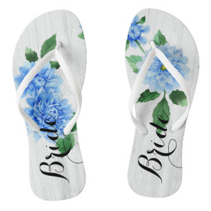 Bride Dahlia Flowers Personalised Flip Flops