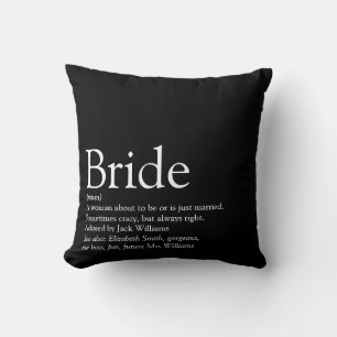 Bride Definition Bridal Shower Black And White Cushion