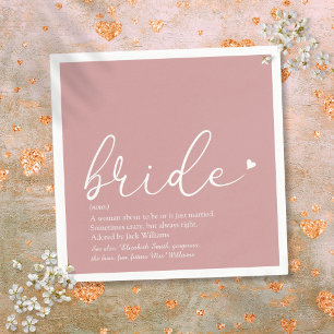 Bride Definition Bridal Shower Blush Pink Script Napkin