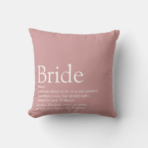 Bride Definition Bridal Shower Dusty Rose Pink Cushion