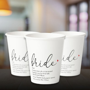 Bride Definition Bridal Shower Script Modern Paper Cups