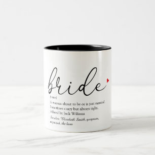 Bride Definition, Bridal Shower, Wedding Two-Tone Coffee Mug
