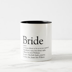 Bride Definition, Bridal Shower, Wedding Two-Tone Coffee Mug
